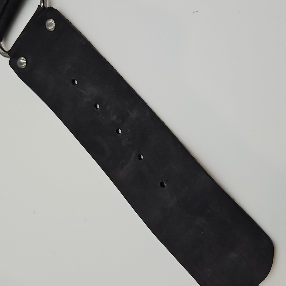 Genuine Leather Belt Suede Black Cream 39" Metal Buckle - Picture 9 of 14